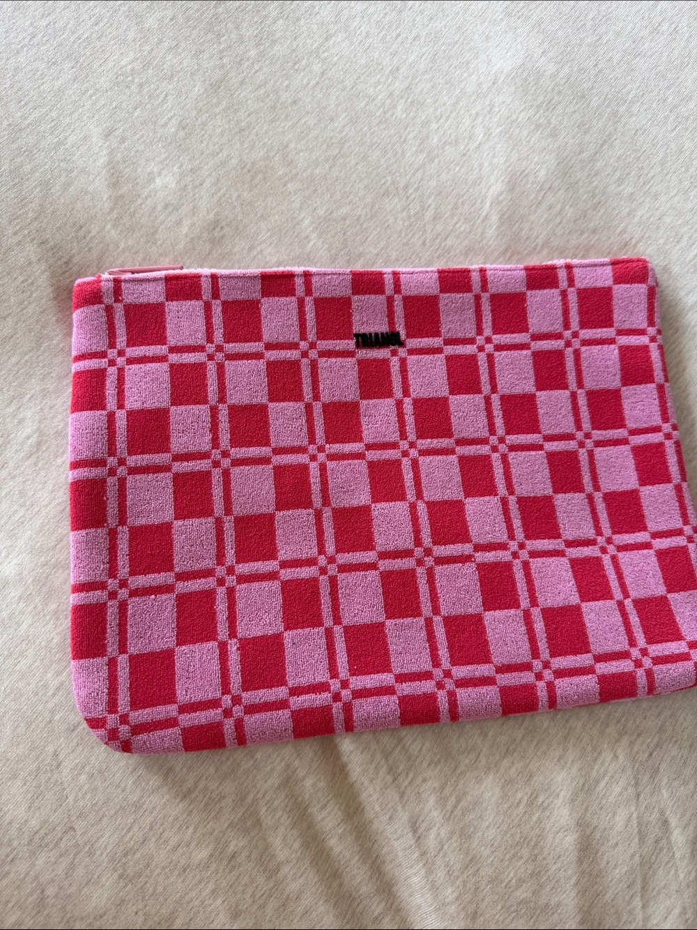 Triangl Pink & Red Checker Zip Pouch
